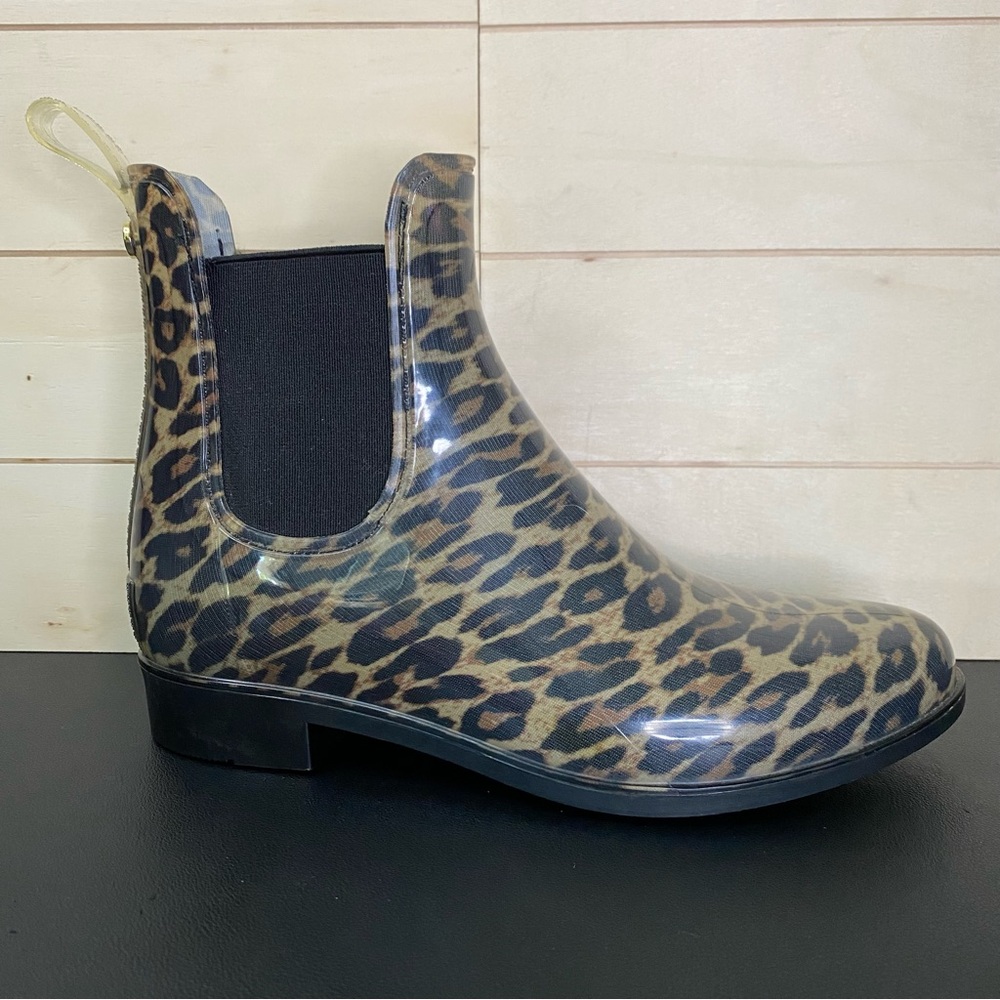 Sam Edelman Rain Boots Leopard Print Women's Size 6 Shoes Tinsley Chelsea Boots